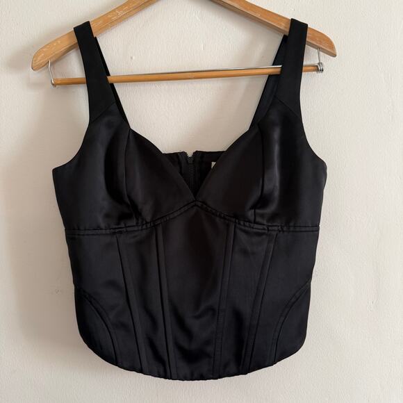 Jason Wu Tops - JASON WU Black Satin Cropped Corset Top Medium